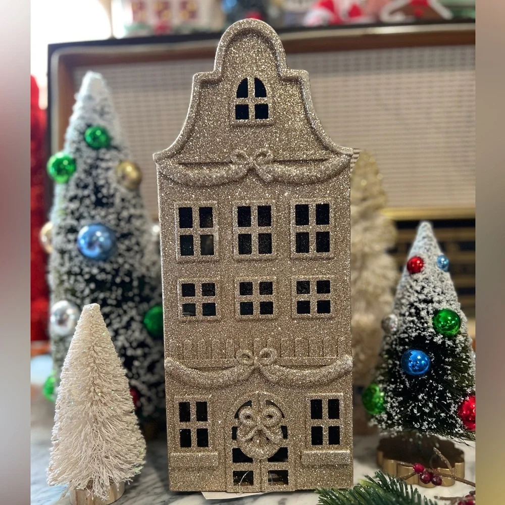 ✨NEW⚜️Target Wondershop Gold Glitter Christmas Village Building🎄